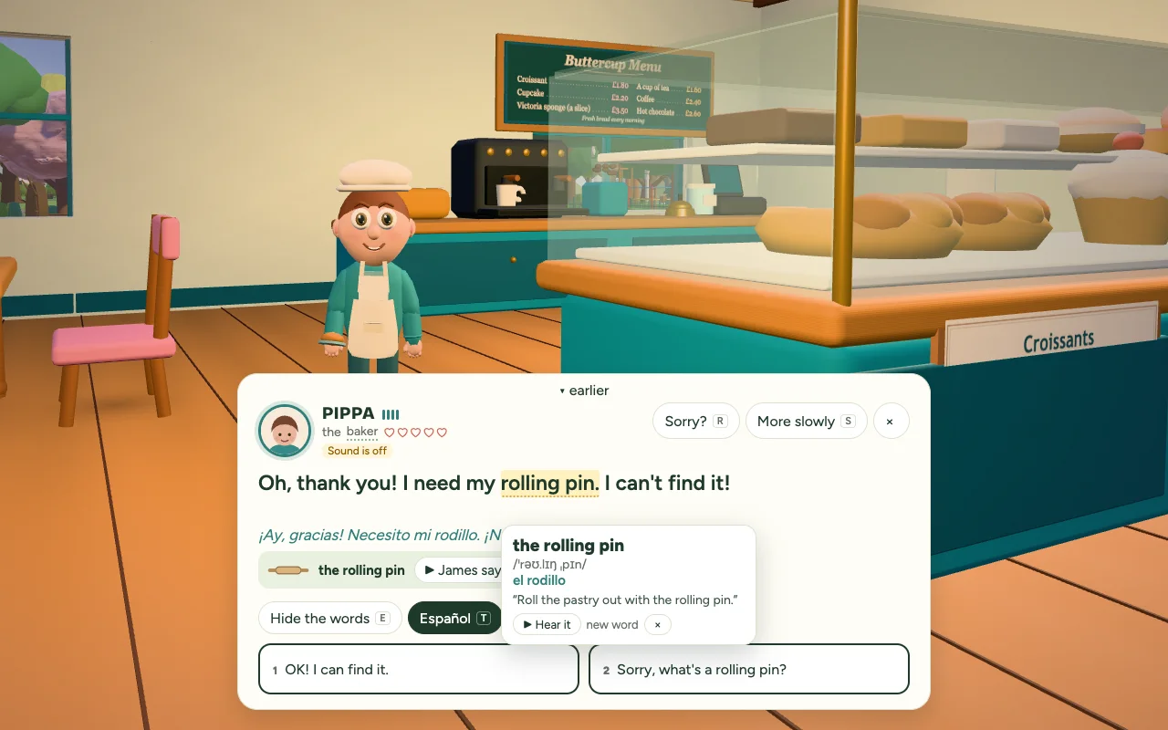 A word card in Willowbrook with a translation