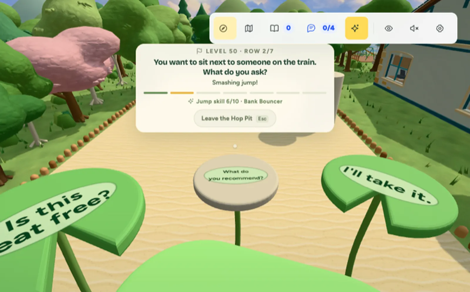 The Hop Pit: jump onto the lily pad with the right answer